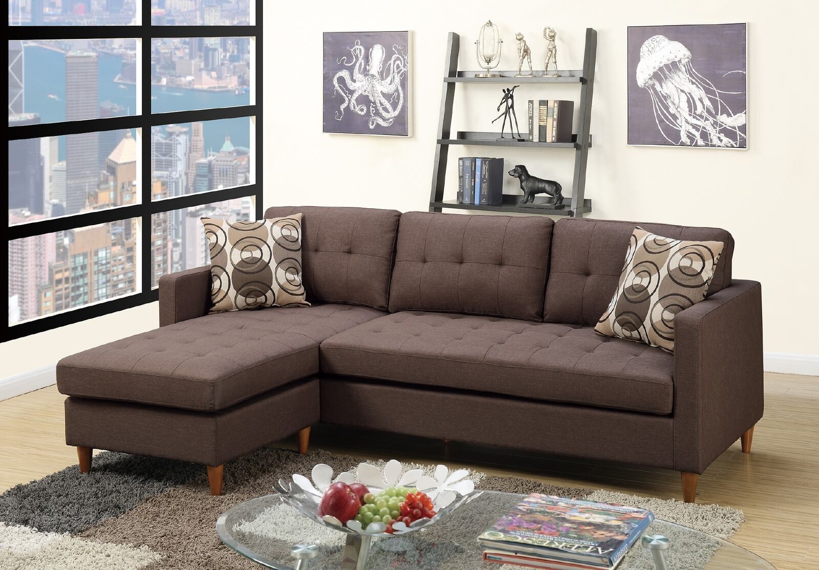 Chocolate Polyfiber Sofa Sectional - Comfortable Living Decor