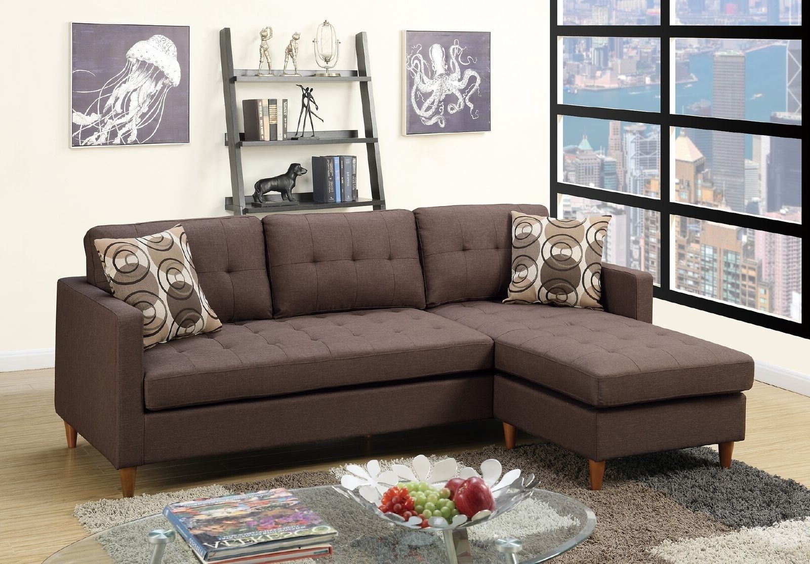Chocolate Polyfiber Sofa Sectional - Comfortable Living Decor