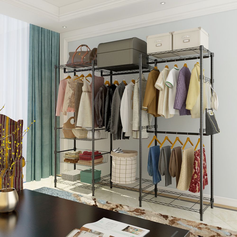 Closet System Organizer White With Sliding Baskets - Black - Comfortable Living Decor