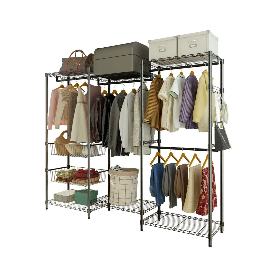 Closet System Organizer White With Sliding Baskets - Black - Comfortable Living Decor