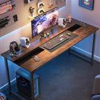 Computer Desk Large Office Desk, 79.5 Inch Gaming Desk Writing Desk Work Desk for Home Office, Study, Modern Simple Wooden Desk, Large Legroom, Metal Frame, Rustic/Black - Comfortable Living Decor