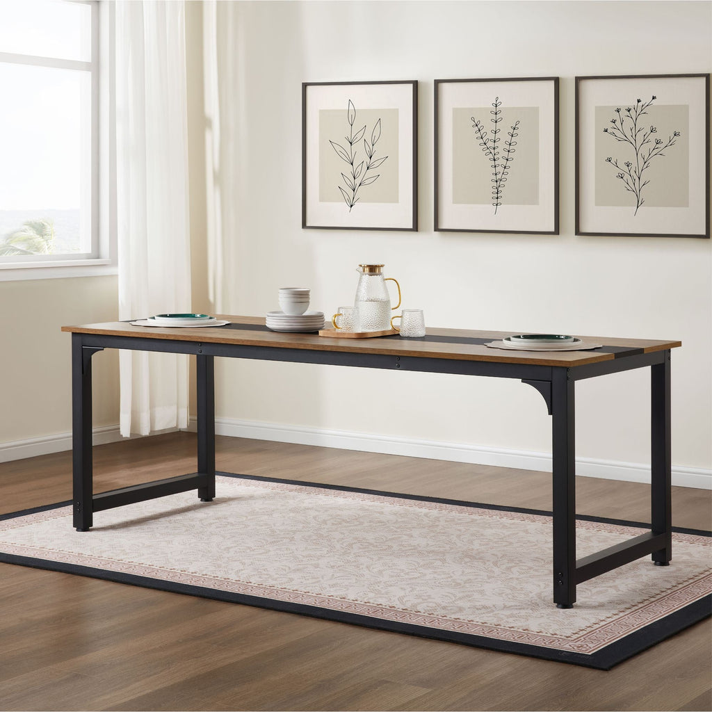 Computer Desk Large Office Desk, 79.5 Inch Gaming Desk Writing Desk Work Desk for Home Office, Study, Modern Simple Wooden Desk, Large Legroom, Metal Frame, Rustic/Black - Comfortable Living Decor