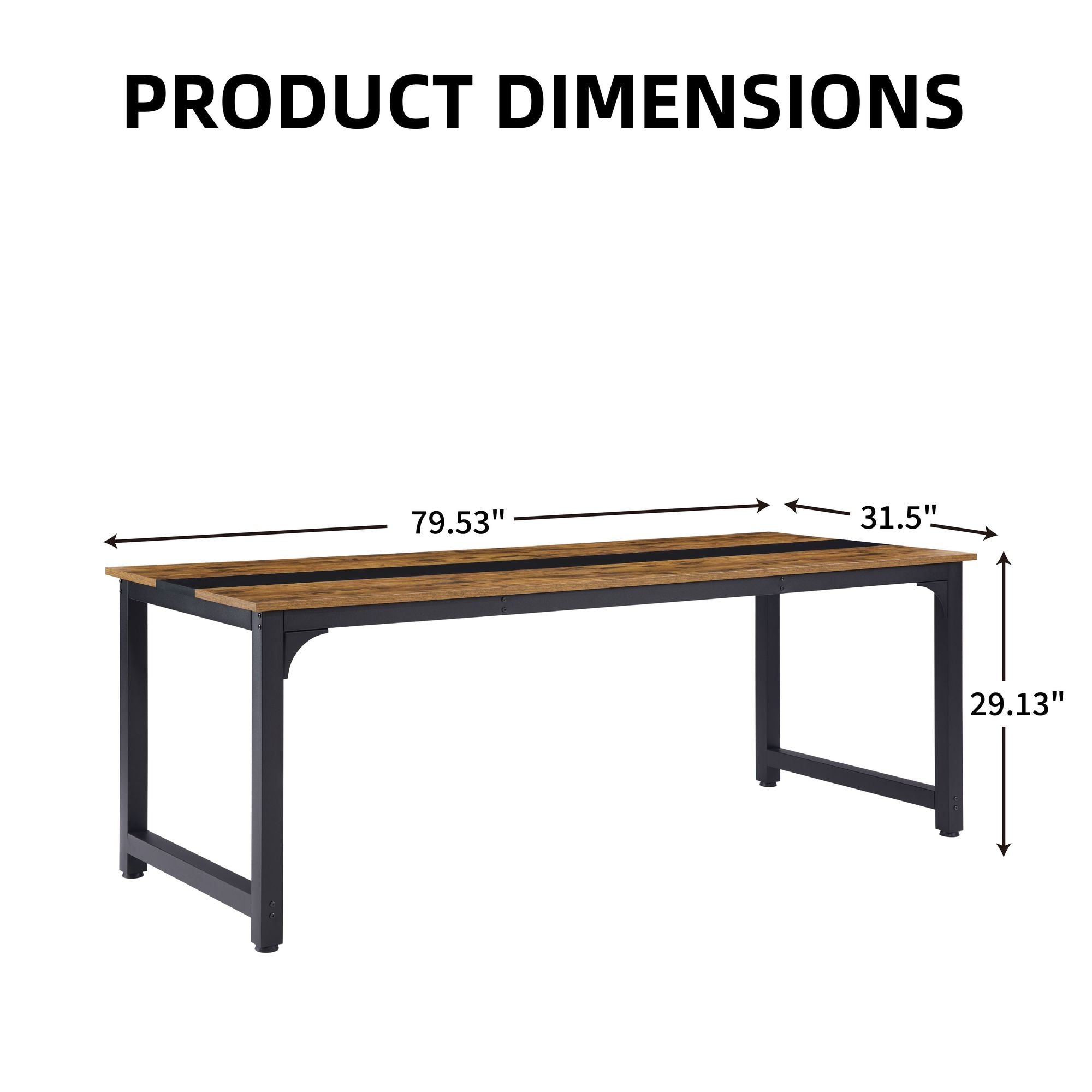 Computer Desk Large Office Desk, 79.5 Inch Gaming Desk Writing Desk Work Desk for Home Office, Study, Modern Simple Wooden Desk, Large Legroom, Metal Frame, Rustic/Black - Comfortable Living Decor