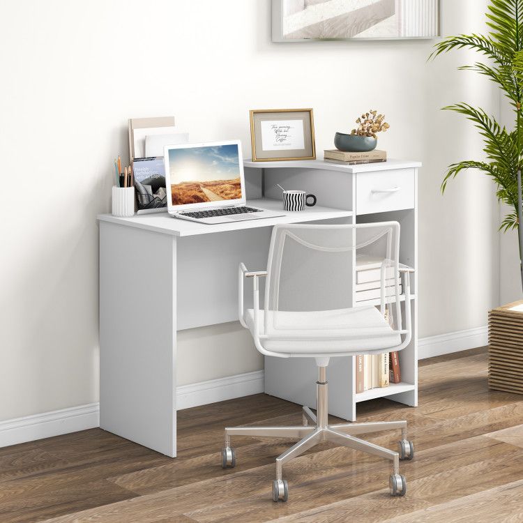 Computer Desk Modern Laptop PC Desk with Adjustable Shelf and Cable Hole - Comfortable Living Decor