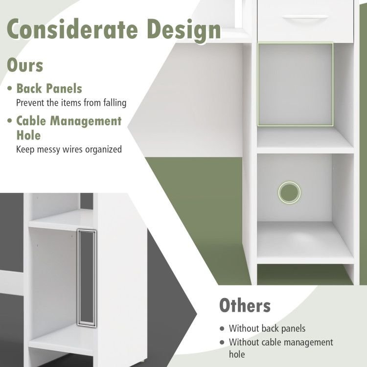 Computer Desk Modern Laptop PC Desk with Adjustable Shelf and Cable Hole - Comfortable Living Decor