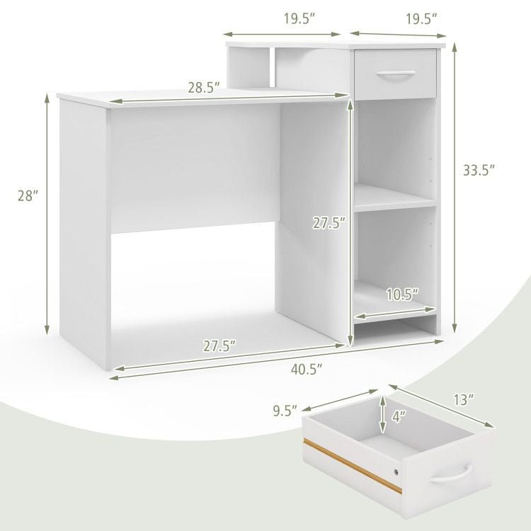 Computer Desk Modern Laptop PC Desk with Adjustable Shelf and Cable Hole - Comfortable Living Decor
