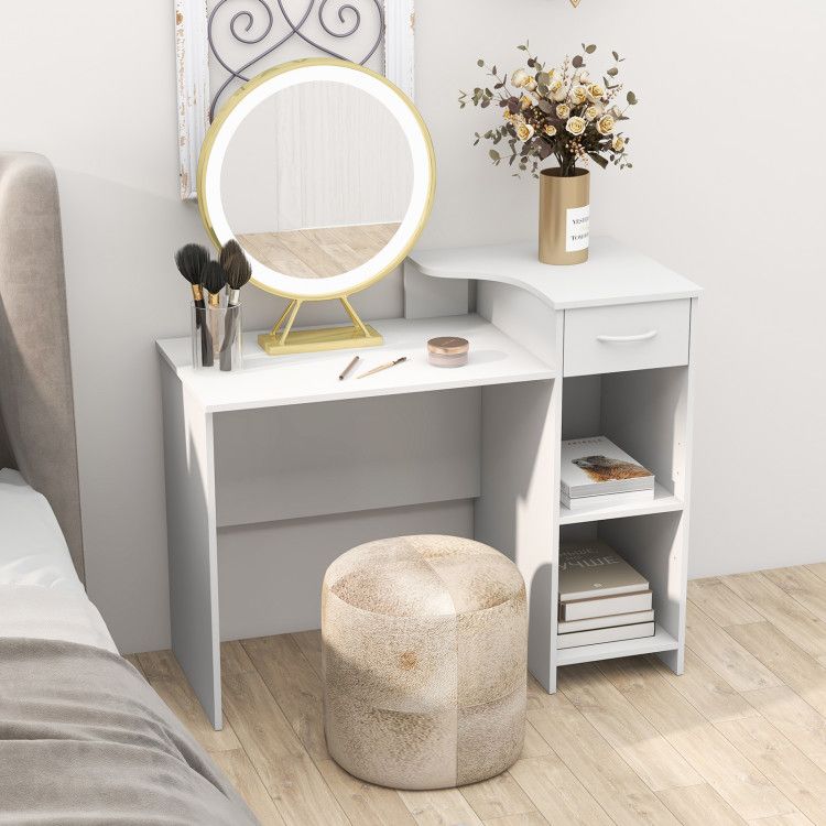 Computer Desk Modern Laptop PC Desk with Adjustable Shelf and Cable Hole - Comfortable Living Decor