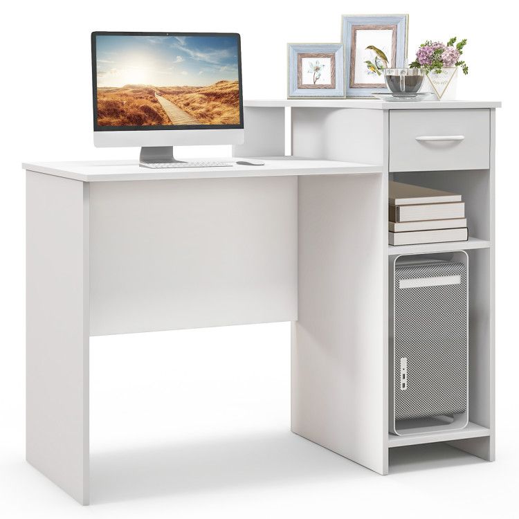 Computer Desk Modern Laptop PC Desk with Adjustable Shelf and Cable Hole - Comfortable Living Decor