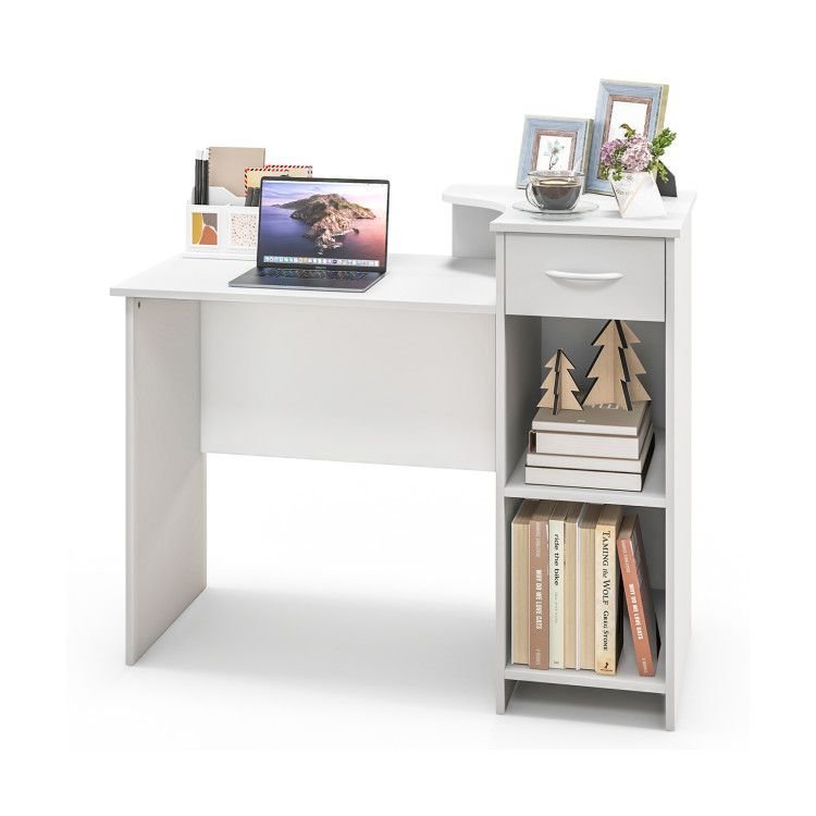 Computer Desk Modern Laptop PC Desk with Adjustable Shelf and Cable Hole - Comfortable Living Decor