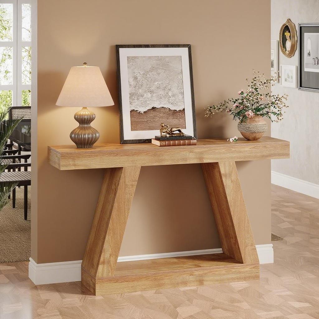 Console Table, 55 - Inch Rustic Sofa Table with Storage, Industrial Wooden Entryway Table - Comfortable Living Decor