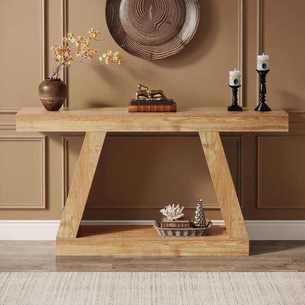 Console Table, 55 - Inch Rustic Sofa Table with Storage, Industrial Wooden Entryway Table - Comfortable Living Decor