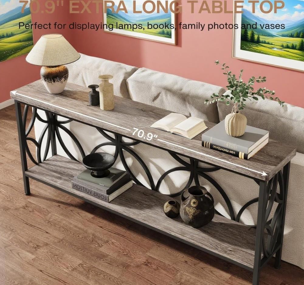 Console Table/Sofa Table, Industrial Long Sofa Table Behind Couch - Comfortable Living Decor