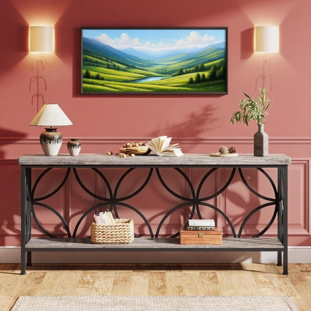 Console Table/Sofa Table, Industrial Long Sofa Table Behind Couch - Comfortable Living Decor