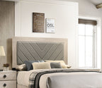 Contemporary 1pc Cream Finish Queen Size Bed Bedroom Furniture Gray V - Design Headboard Rubberwood 1pc Bedframe - Comfortable Living Decor