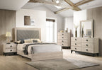 Contemporary 1pc Cream Finish Queen Size Bed Bedroom Furniture Gray V - Design Headboard Rubberwood 1pc Bedframe - Comfortable Living Decor