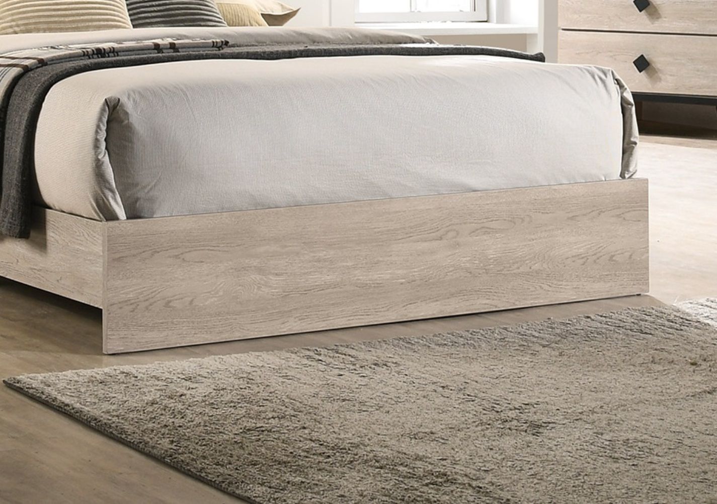 Contemporary 1pc Cream Finish Queen Size Bed Bedroom Furniture Gray V - Design Headboard Rubberwood 1pc Bedframe - Comfortable Living Decor