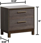 Contemporary 1pc Nightstand Two Tone Antique Gray Bedroom Furniture Nightstand Center Metal Glides Brass Bar Pulls - Comfortable Living Decor