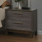 Contemporary 1pc Nightstand Two Tone Antique Gray Bedroom Furniture Nightstand Center Metal Glides Brass Bar Pulls - Comfortable Living Decor