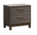 Contemporary 1pc Nightstand Two Tone Antique Gray Bedroom Furniture Nightstand Center Metal Glides Brass Bar Pulls - Comfortable Living Decor