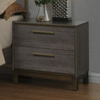 Contemporary 1pc Nightstand Two Tone Antique Gray Bedroom Furniture Nightstand Center Metal Glides Brass Bar Pulls - Comfortable Living Decor