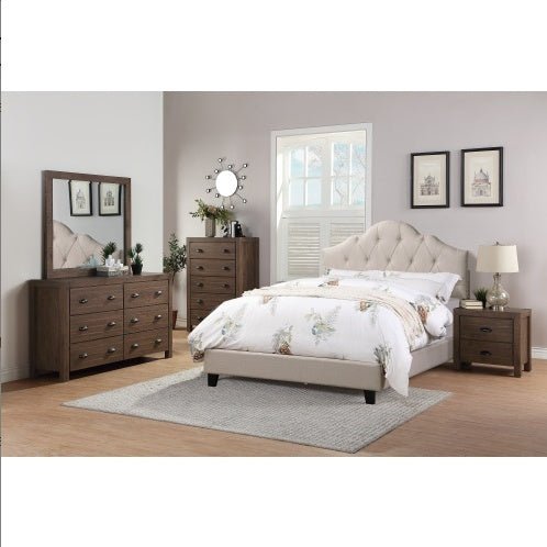 Contemporary 1pc Queen Size Bed Adjustable HB Light Brown - Comfortable Living Decor