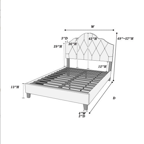 Contemporary 1pc Queen Size Bed Adjustable HB Light Brown - Comfortable Living Decor