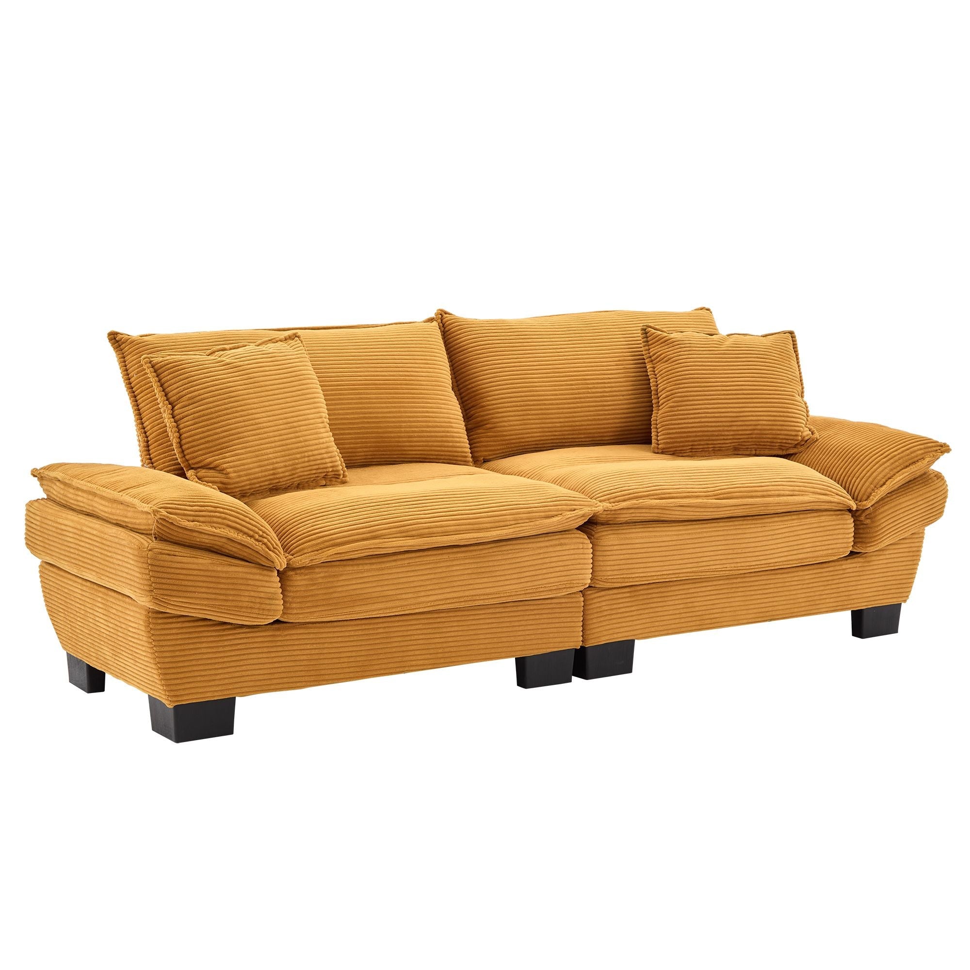Corduroy Sofa Sleeper Couch Loveseat Sofa with Pillows Comfy Upholstered Deep Seat Sofa for Bedroom,Living Room,Apartment,Office,Dorm - Yellow Corduroy - Comfortable Living Decor