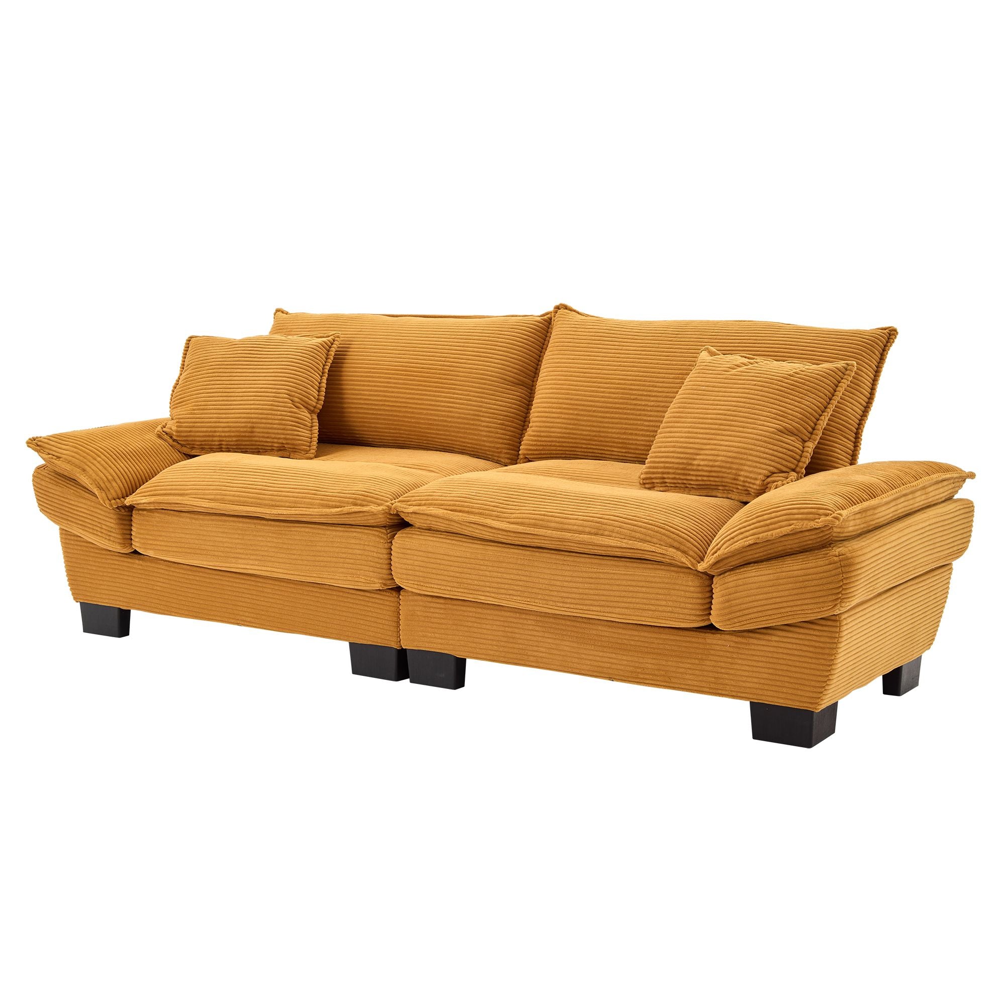Corduroy Sofa Sleeper Couch Loveseat Sofa with Pillows Comfy Upholstered Deep Seat Sofa for Bedroom,Living Room,Apartment,Office,Dorm - Yellow Corduroy - Comfortable Living Decor