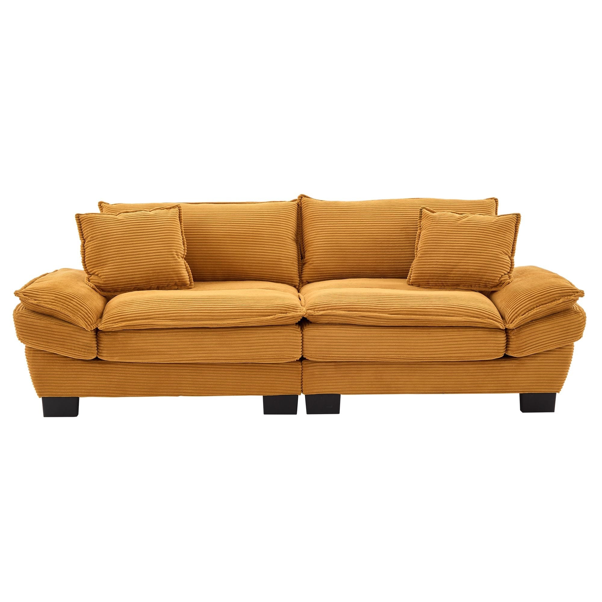 Corduroy Sofa Sleeper Couch Loveseat Sofa with Pillows Comfy Upholstered Deep Seat Sofa for Bedroom,Living Room,Apartment,Office,Dorm - Yellow Corduroy - Comfortable Living Decor