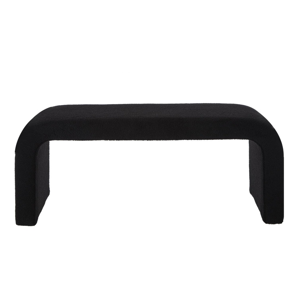Cozy Set of 3 Black Teddy Ottomans - Versatile Modern Bench for Bedroom and Entryway - Comfortable Living Decor