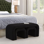 Cozy Set of 3 Black Teddy Ottomans - Versatile Modern Bench for Bedroom and Entryway - Comfortable Living Decor