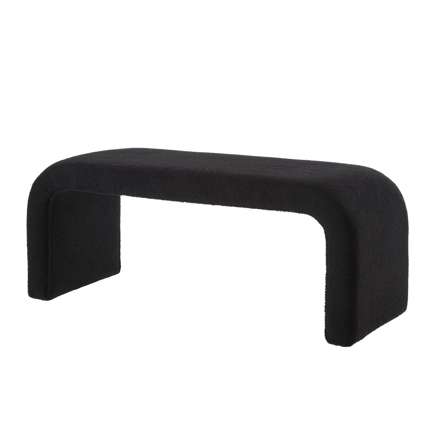 Cozy Set of 3 Black Teddy Ottomans - Versatile Modern Bench for Bedroom and Entryway - Comfortable Living Decor