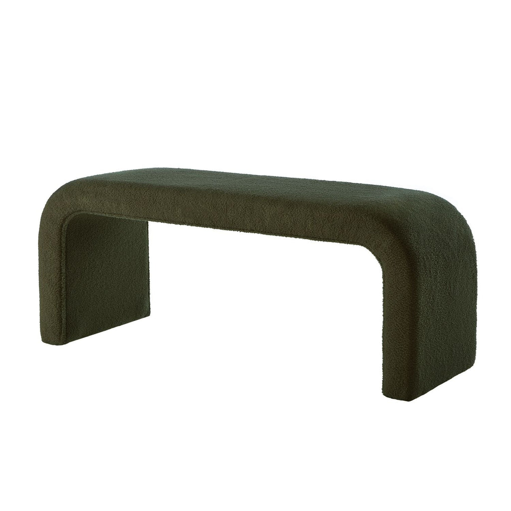 Dark Green U - Shaped Modern Ottoman Set for Entryway & Living Room - 3 - Piece Bench & Footrest Collection - Comfortable Living Decor