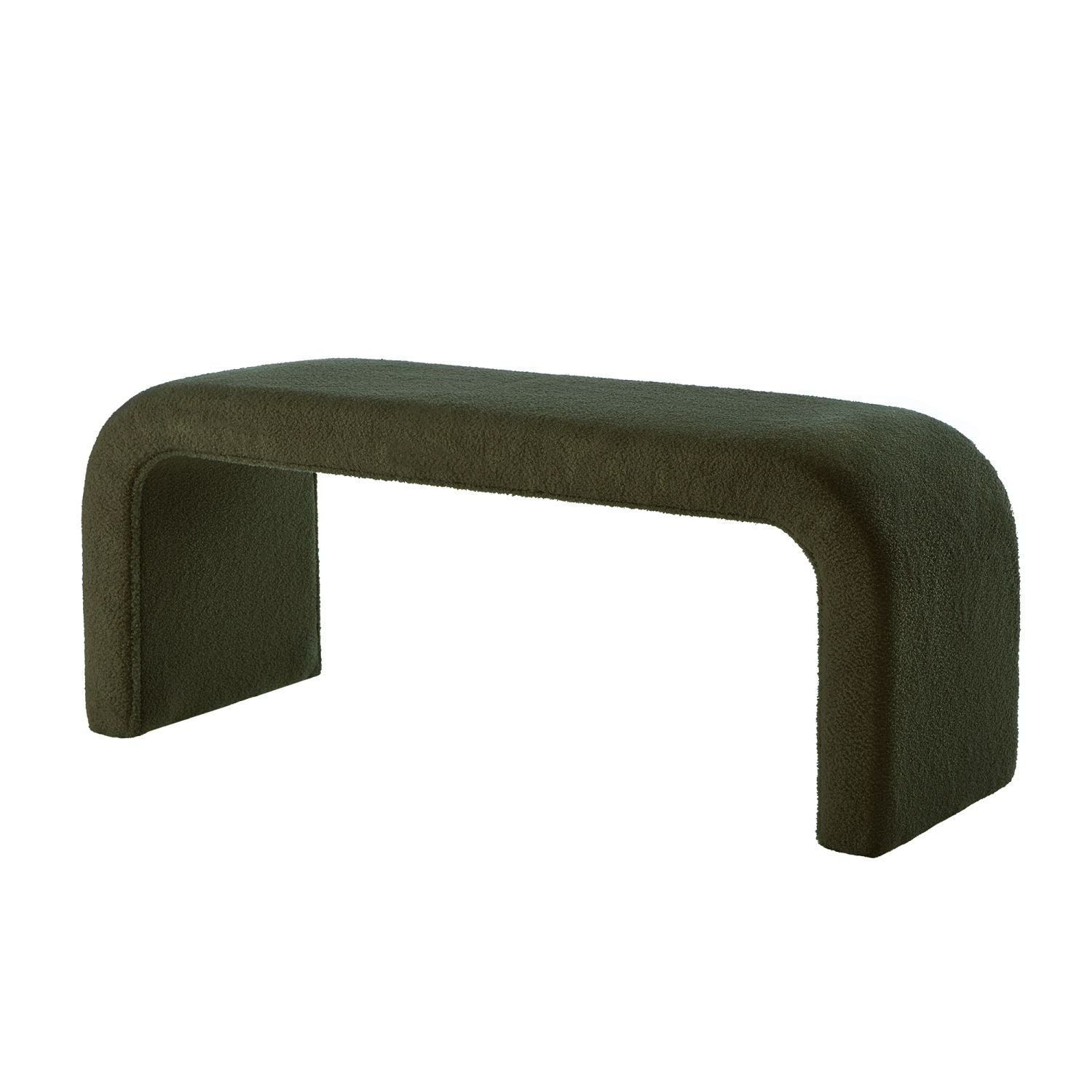 Dark Green U - Shaped Modern Ottoman Set for Entryway & Living Room - 3 - Piece Bench & Footrest Collection - Comfortable Living Decor
