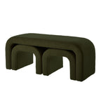 Dark Green U - Shaped Modern Ottoman Set for Entryway & Living Room - 3 - Piece Bench & Footrest Collection - Comfortable Living Decor