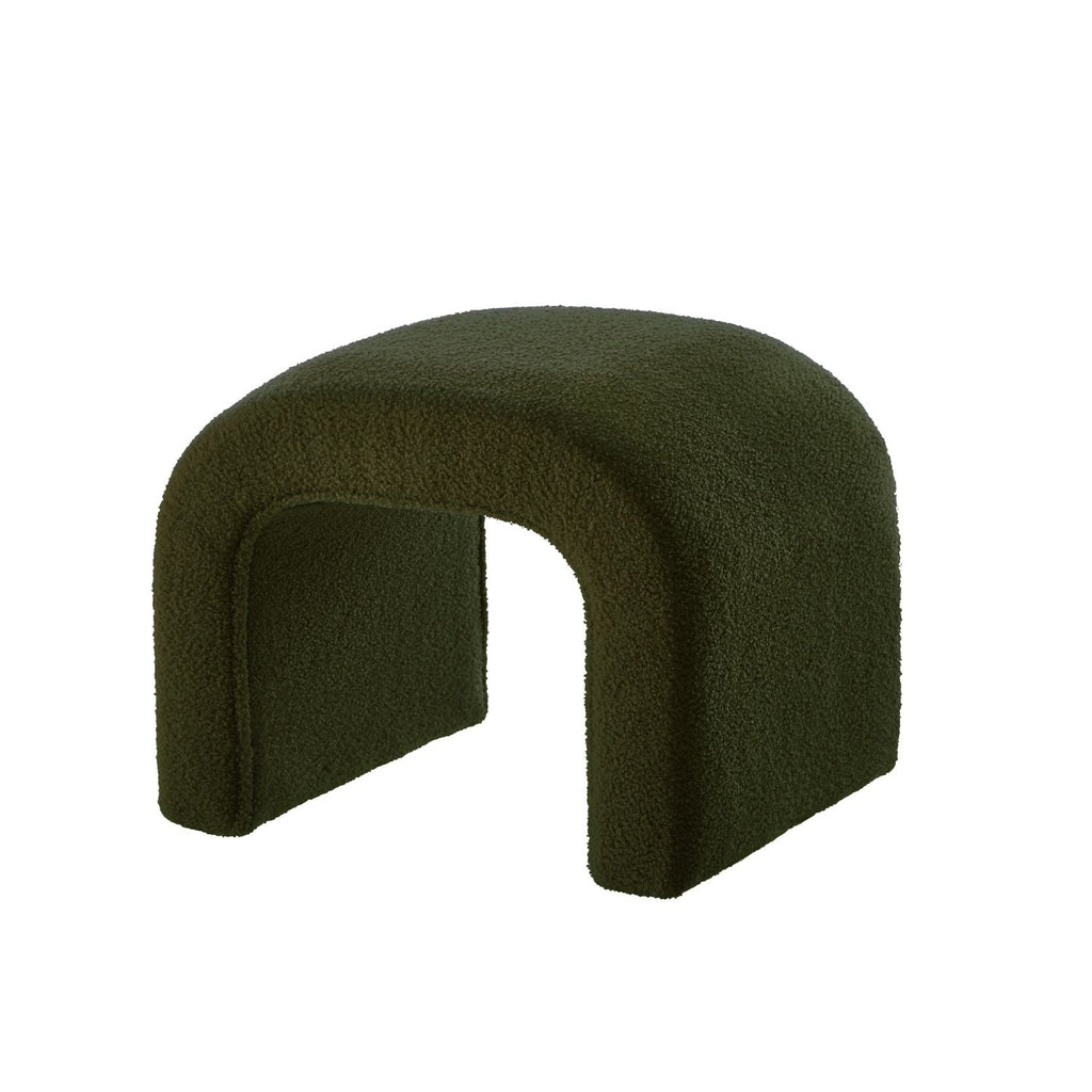 Dark Green U - Shaped Modern Ottoman Set for Entryway & Living Room - 3 - Piece Bench & Footrest Collection - Comfortable Living Decor