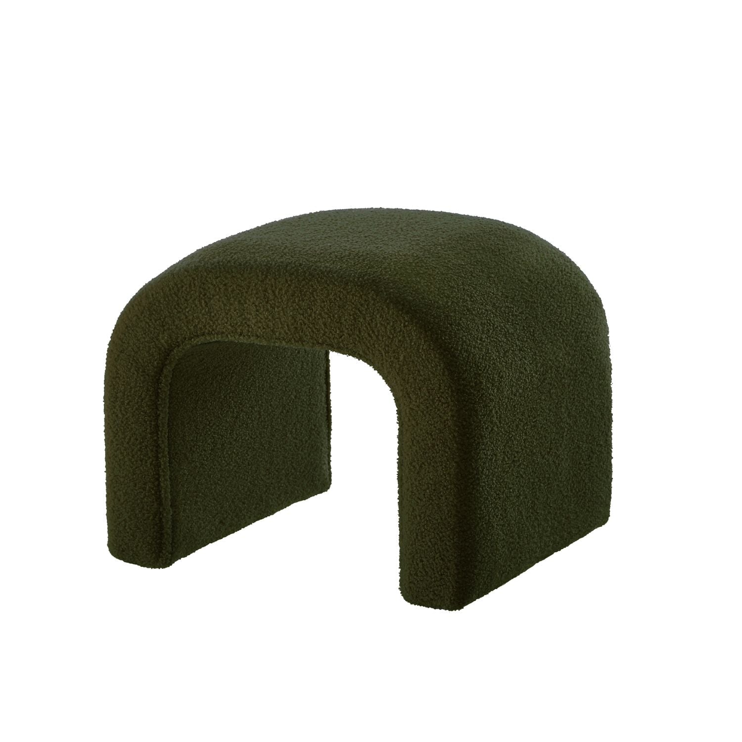 Dark Green U - Shaped Modern Ottoman Set for Entryway & Living Room - 3 - Piece Bench & Footrest Collection - Comfortable Living Decor
