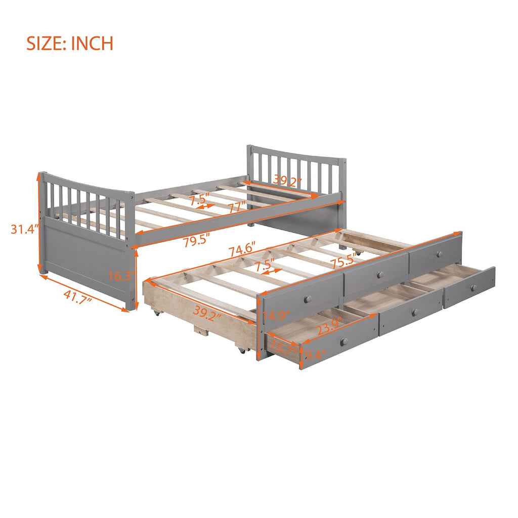 Daybed with Trundle and Drawers; Twin Size - Comfortable Living Decor
