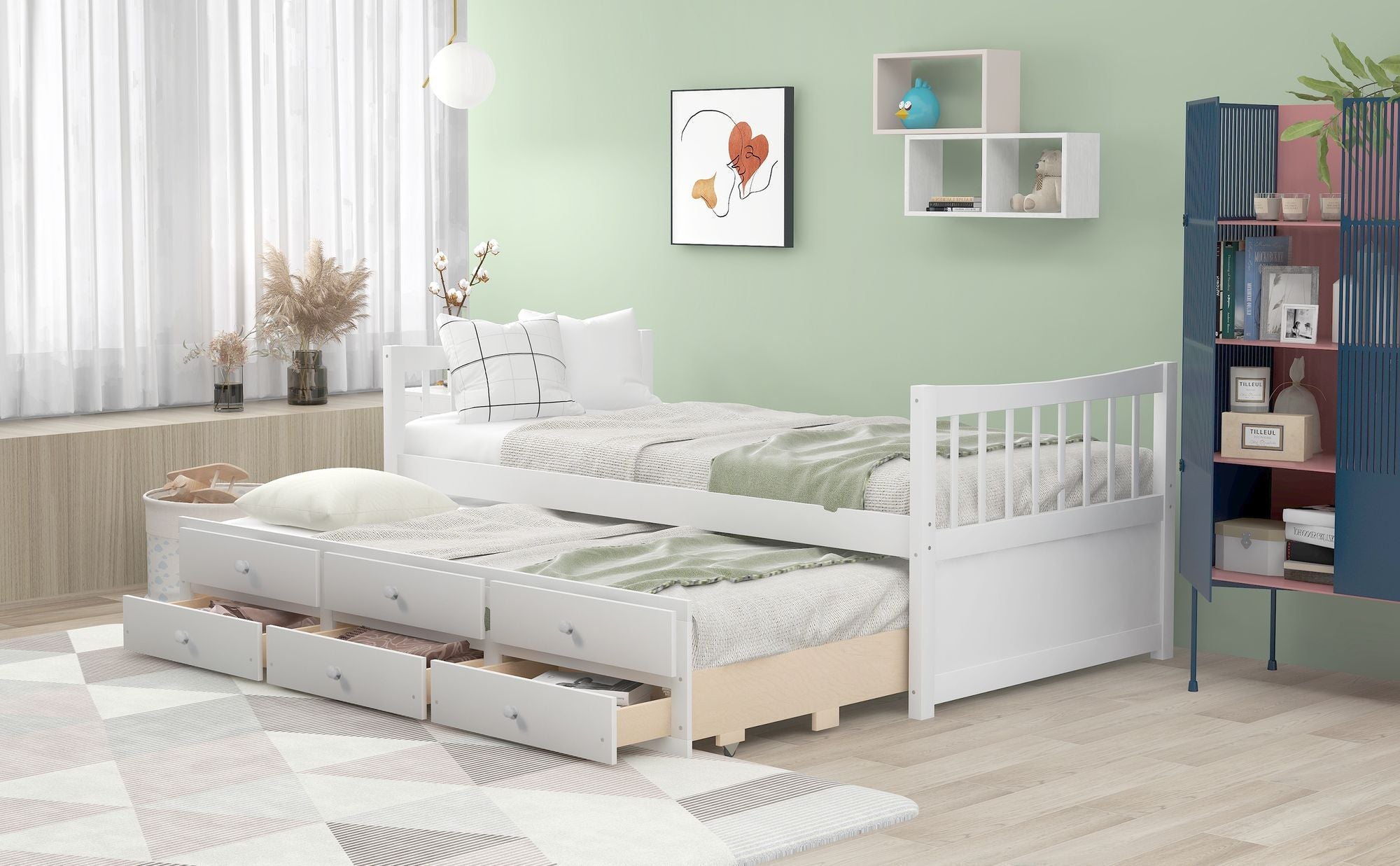 Daybed with Trundle and Drawers; Twin Size - Comfortable Living Decor