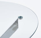 Dining Table with cross metal leg and tempered glass,Modern Space Saving Kitchen Table for Living Room,chrome legs - Comfortable Living Decor