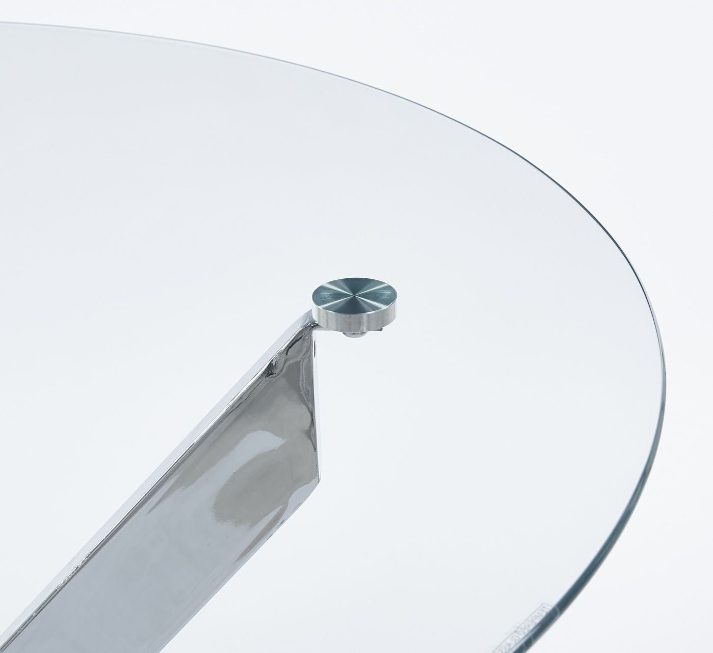 Dining Table with cross metal leg and tempered glass,Modern Space Saving Kitchen Table for Living Room,chrome legs - Comfortable Living Decor