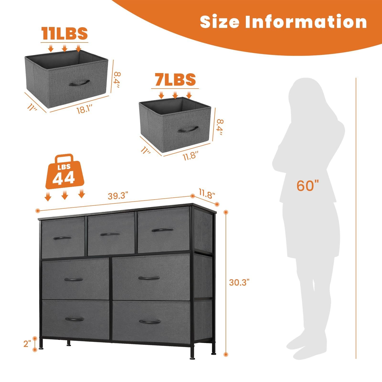 Dresser for bedroom 7 storage Spaces, assembled wardrobe lockers, bedroom furniture lockers - Comfortable Living Decor