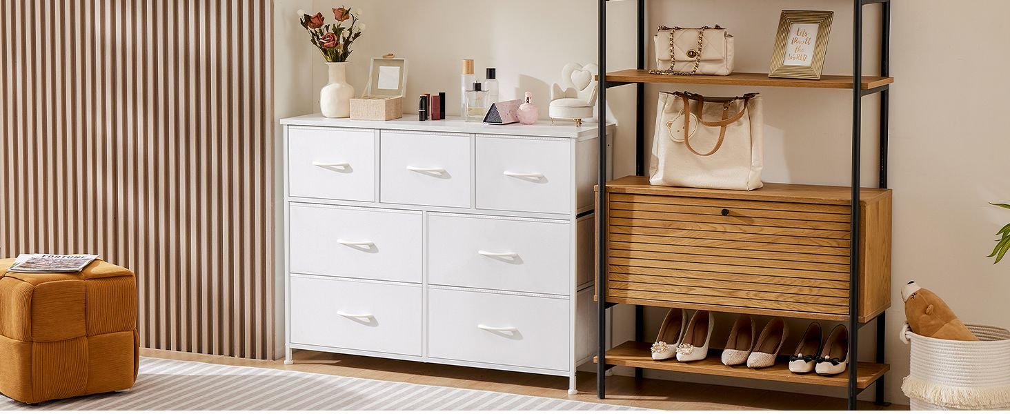 Dresser for bedroom 7 storage Spaces, assembled wardrobe lockers, bedroom furniture lockers - Comfortable Living Decor