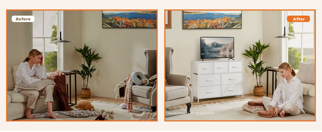 Dresser for bedroom 7 storage Spaces, assembled wardrobe lockers, bedroom furniture lockers - Comfortable Living Decor