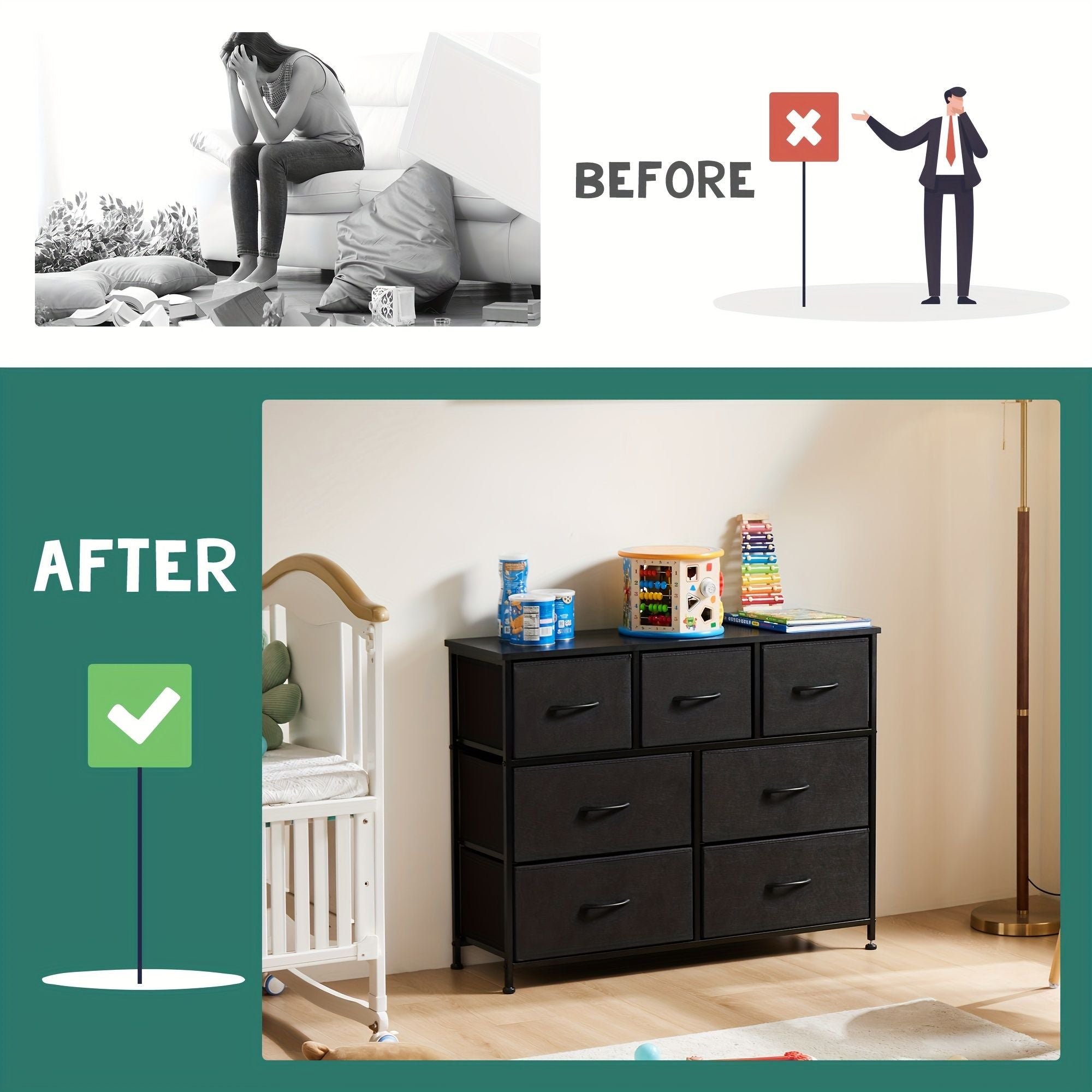 Dresser for bedroom 7 storage Spaces, assembled wardrobe lockers, bedroom furniture lockers - Comfortable Living Decor