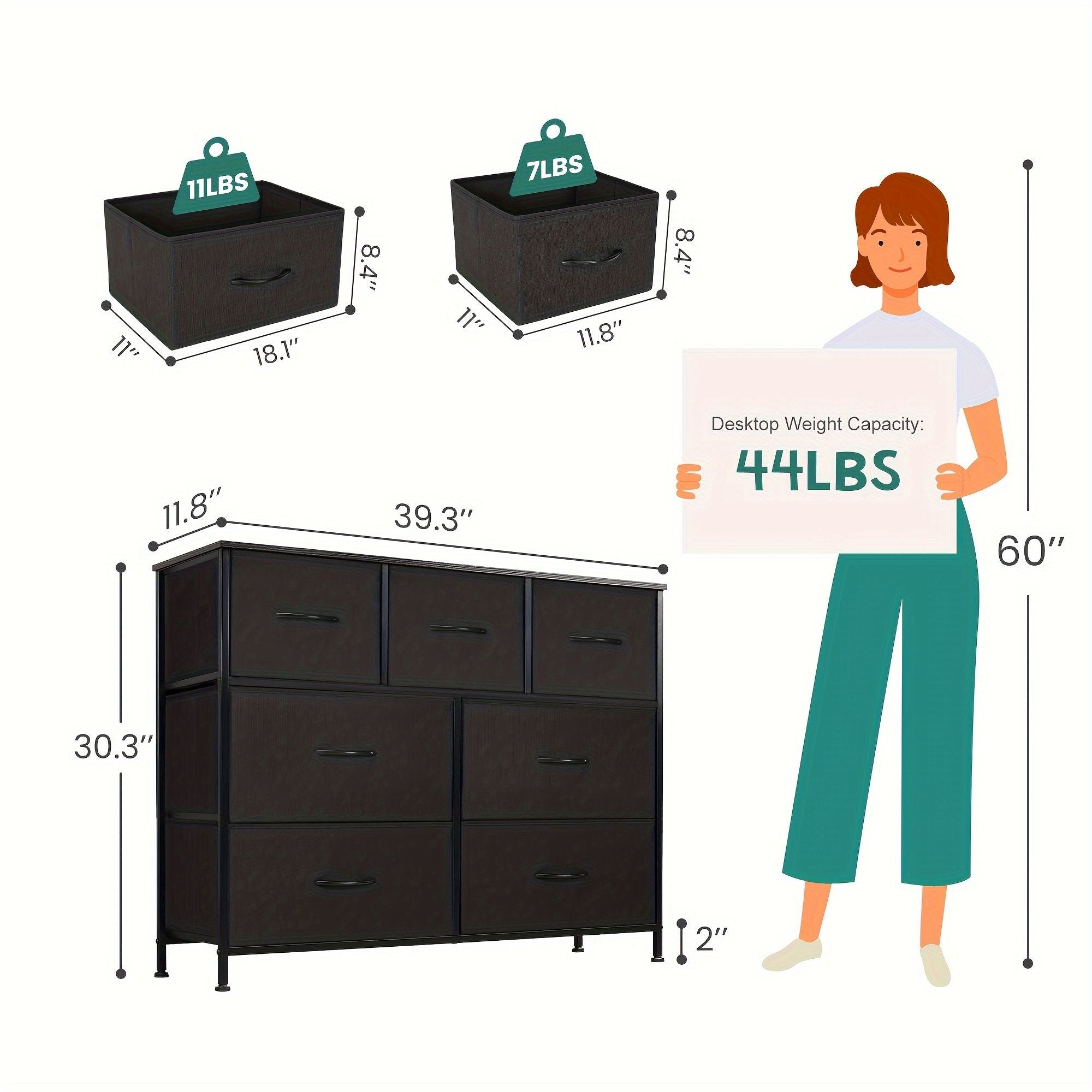 Dresser for bedroom 7 storage Spaces, assembled wardrobe lockers, bedroom furniture lockers - Comfortable Living Decor