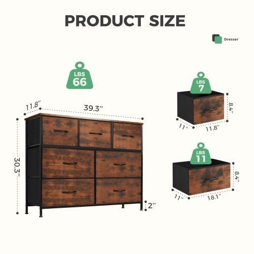 Dresser for bedroom 7 storage Spaces, assembled wardrobe lockers, bedroom furniture lockers - Comfortable Living Decor