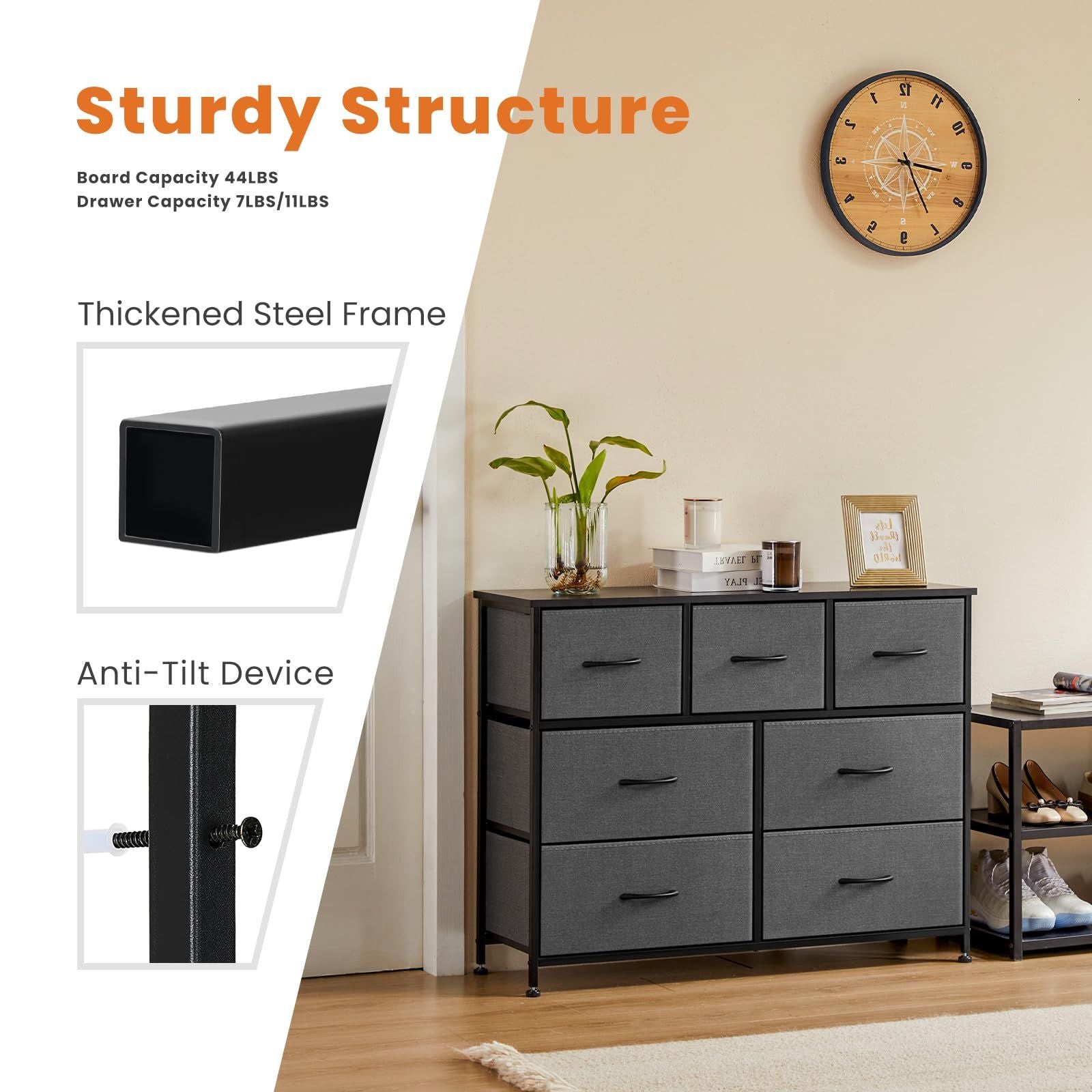 Dresser for bedroom 7 storage Spaces, assembled wardrobe lockers, bedroom furniture lockers - Comfortable Living Decor