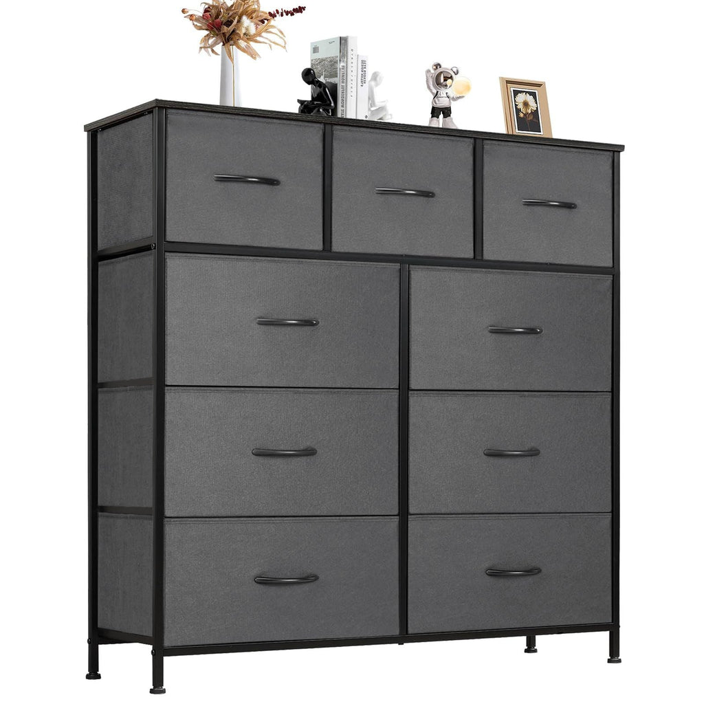 Dresser For Bedroom With 9 Fabric Storage Drawer Wardrobe Tall Chest Organizer Closet Adult Kids Clothes Cabinet Furniture - Comfortable Living Decor