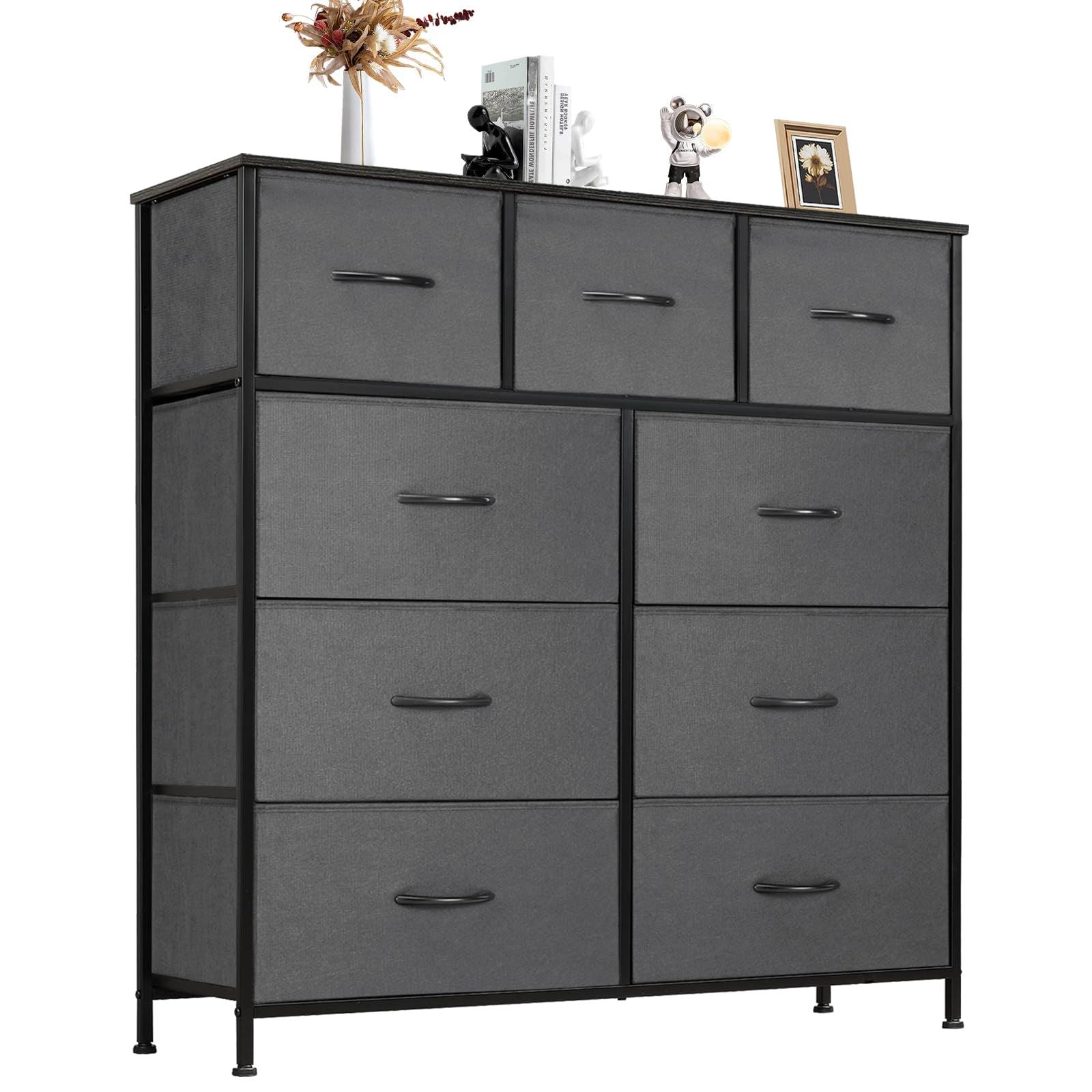 Dresser For Bedroom With 9 Fabric Storage Drawer Wardrobe Tall Chest Organizer Closet Adult Kids Clothes Cabinet Furniture - Comfortable Living Decor